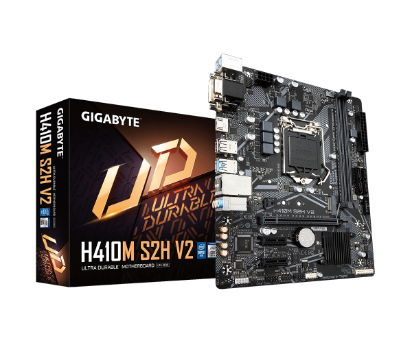 לוח דור 10 Gigabyte H410M S2H V2 1.7 M-Atx VGA DVI HDMI LGA1200